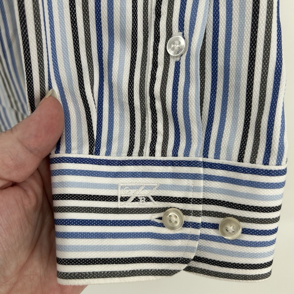 Cutter & Buck Signature Collection Shirt Mens 2XL Oxford Blue Stripe Preppy - Picture 5 of 10